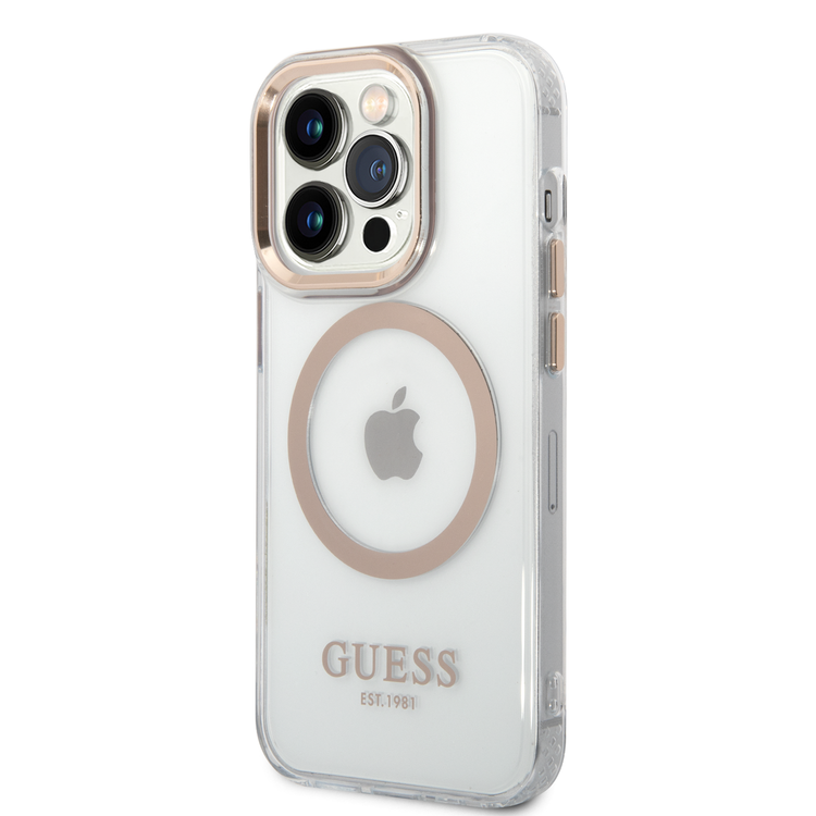 Guess Magsafe Compatibility Transparent Outline iPhone 14 Pro Max Compatibility - Gold