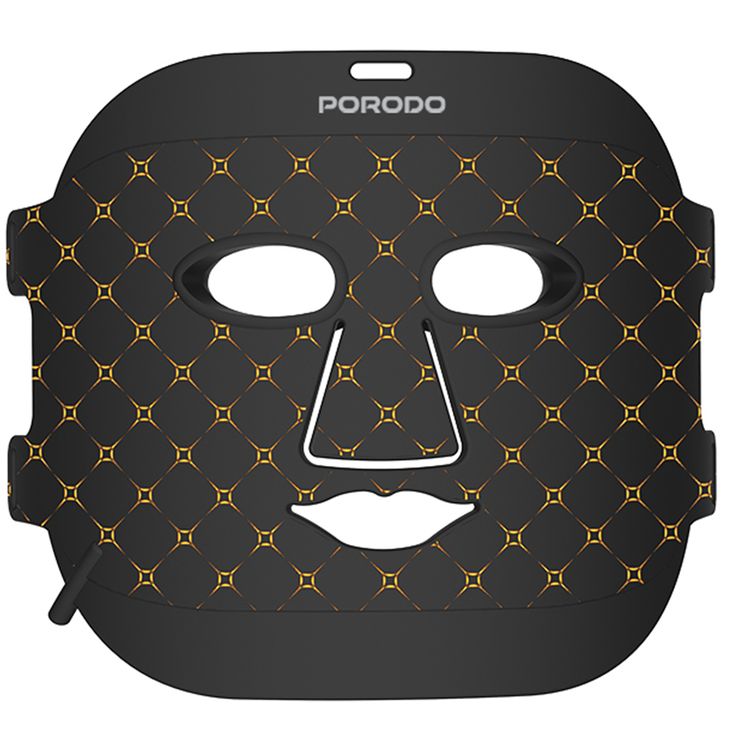 Porodo Lifestyle Red Light Therapy Face Mask with Portable Battery Connection, Type-C Charging Cable, 1000mAh Battery Capacity, 7-Color Light Therapy - Black