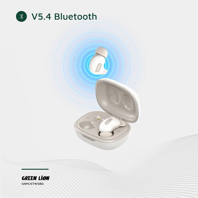 Green Lion Majestic True Wireless Earbuds TWS, High Definition Microphone, Voice Assistant Mode, Touch Control, Music Mode, Game Mode, ANC - Beige