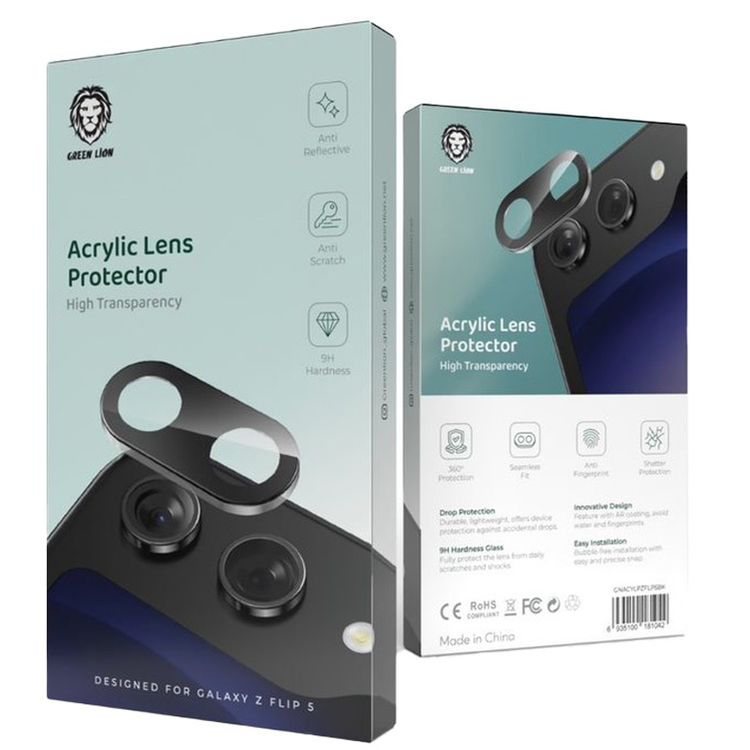 Green Lion Acrylic Lens Protector for Samsung Galaxy Z Flip 5 - Black