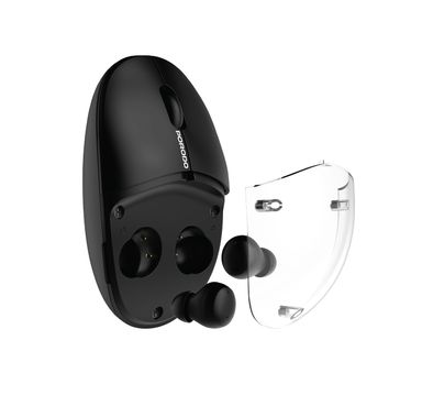 Porodo Wireless TWS Earbuds & Mouse with Transparent Magnetic Cover, Plug & Play, 3 Million Clicks Switch Lifespan, Up to 4 Hours Earbud Battery Life, Up to 30 Hours Mouse Battery Life, 10m Wireless Range - Black