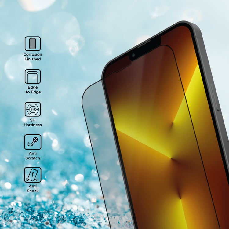 واقي شاشة أسود مطفي من Liberty Guard بحافة مستديرة سوداء لهاتف iPhone 13 Pro Max، مضاد للصدمات والتأثيرات - شفاف