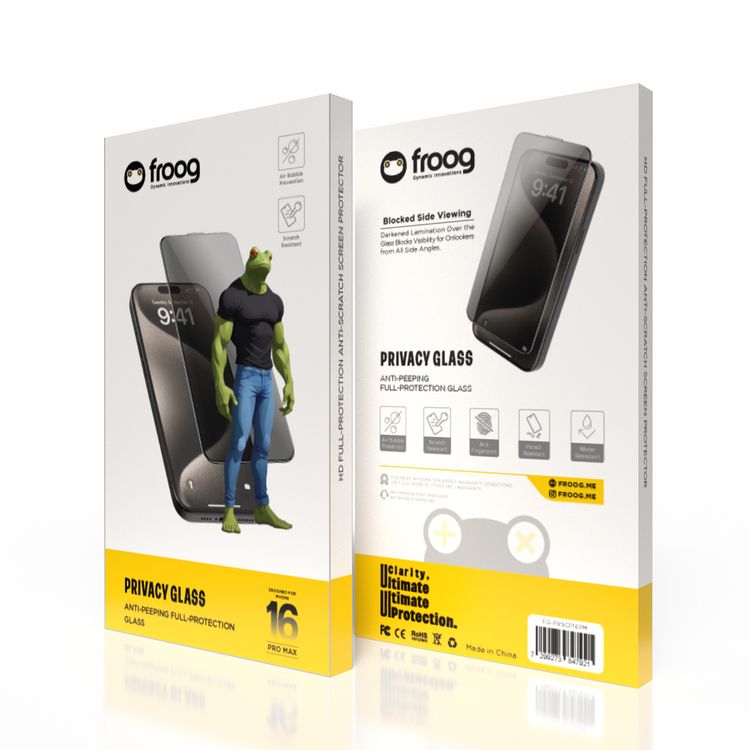 واقي شاشة الخصوصية من iFroog، زجاج حماية كاملة مضاد للتجسس لهاتف iPhone 16 Pro Max، مضاد لبصمات الأصابع ومقاوم للخدش - اسود