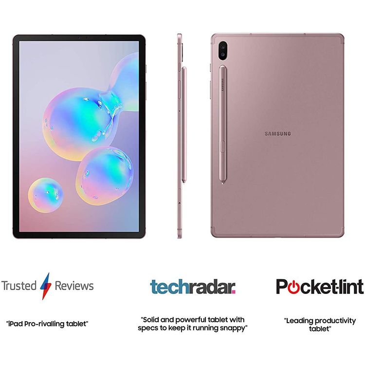 Samsung Galaxy Tab S6 with S Pen SM-T865 (Wi-Fi + Cellular ) 10.5" inch Display 6GB RAM / 128GB ROM, 7040 mAh Long-Lasting Battery, 15W Fast Charging,  8MP Front & 13MP Rear Camera, Tablet with Fingerprint Sensor -  Rose Blush