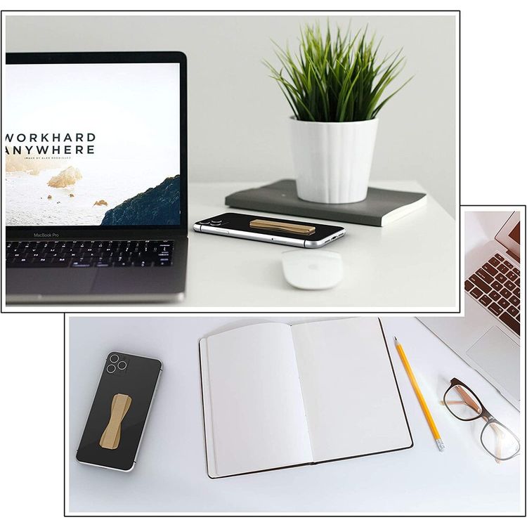  هاندل قبضة الهاتف المحمول بحزام مطاطي | حزام الهاتف المحمول اللاسلكي متوافق مع الشحن - ذهبي الصلب