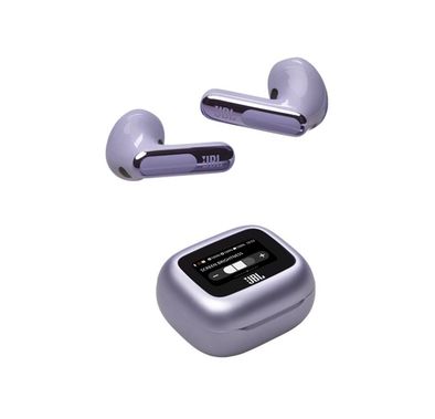 سماعات أذن جيه بي ال لايف فليكس 3 اللاسلكية الحقيقة مع شاشة عرض، عمر بطارية 50 ساعة، إلغاء الضوضاء التكيفي، اتصال متعدد النقاط، مقاومة للماء والغبار، 6 ميكروفونات، صوت جيه بي ال المكاني - بنفسجي