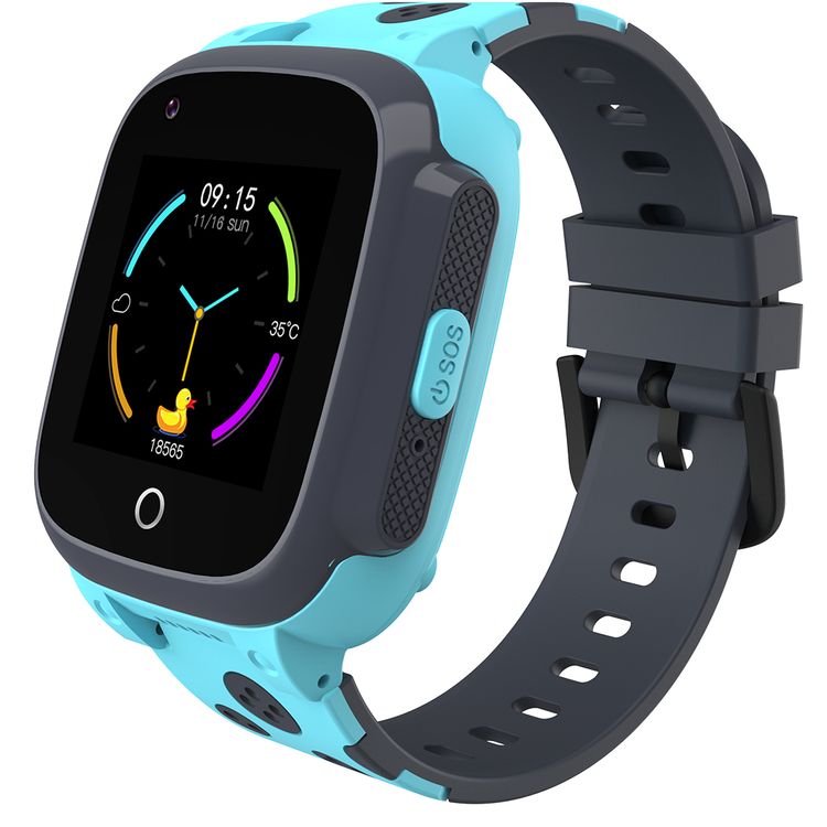 Porodo Kids 4G Smartwatch with Video Calling, 2 Days Working Time, Touch Screen, Count Steps, Body Temperature, Nano Sim Slot, 650mAh Battery - Blue