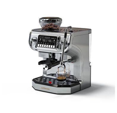 LePresso Dual Boiler Espresso Machine with Grinder & Steamer, 2672W Heating Power, 2L Water Tank Capacity, 150W Grinder Power, Digital Display, Hot Water Dispenser, 58mm Filter Size - Silver