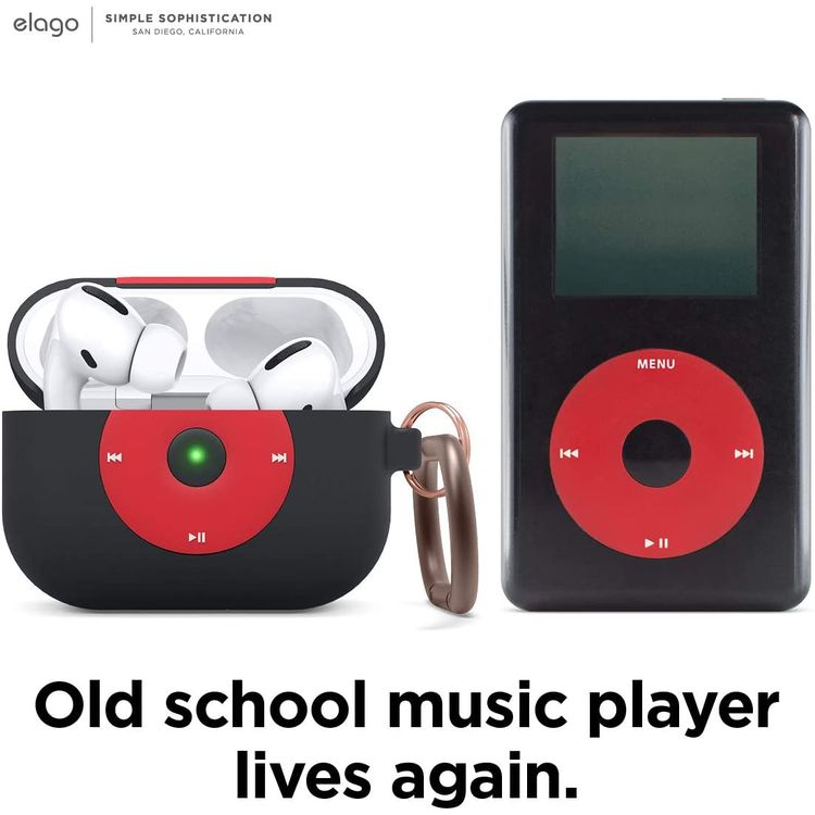 Elago AW6 Hang Case Compatible for AirPods Pro, Old School Music Player Design, Scratch Resistant, Shock Absorption, Drop Protection, & Dustproof Protective Silicone Cover