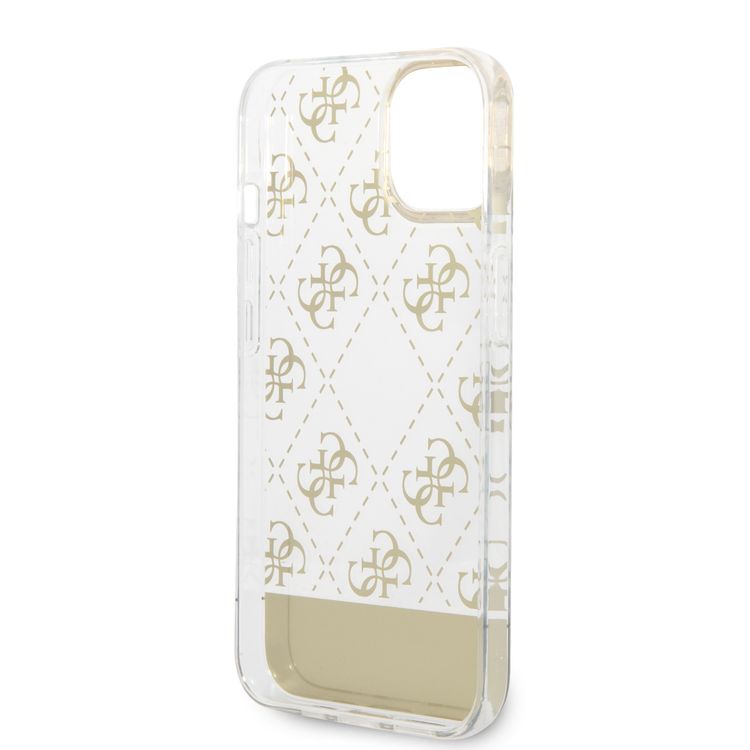 Guess IML Case With Electroplated 4G Pattern & Bottom Stripe Script Logo - Gold