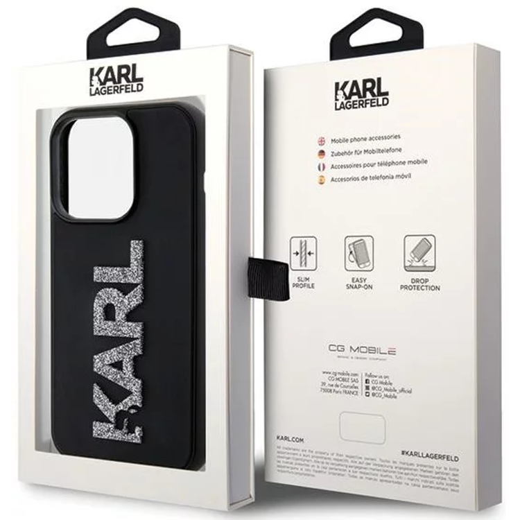 Karl Lagerfeld 3D Glitter Karl Logo Case for iPhone 15 Pro Max - Black