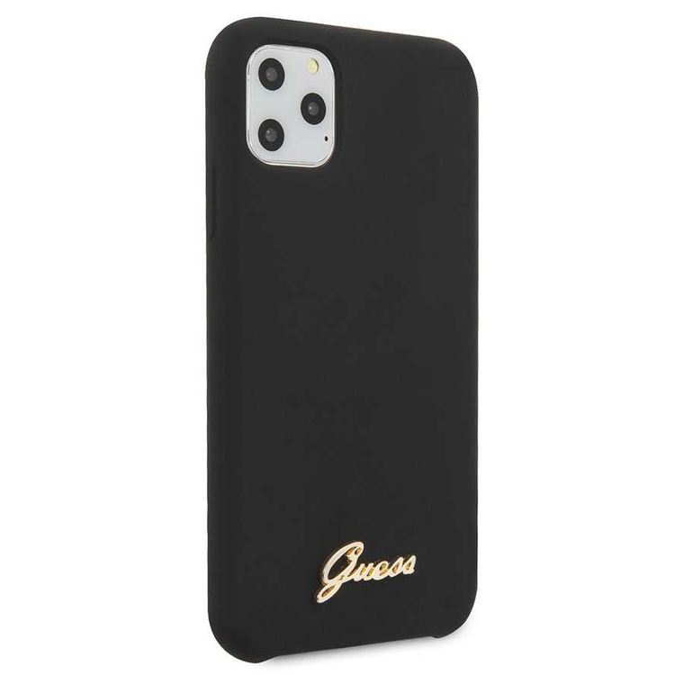 CG MOBILE Guess Vintage Logo Silicone Phone Case Compatible for iPhone 11 Pro (5.8") Anti-Scratch Mobile Case Officially Licensed - Black