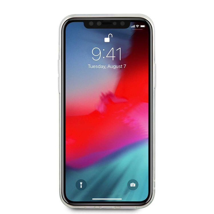 CG Mobile Karl Lagerfeld Liquid Glitter Case Mirror with Multicolor Glitter for Apple iPhone 12 / 12 Pro (6.1") Suitable with Wireless Chargers Officially Licensed - Black