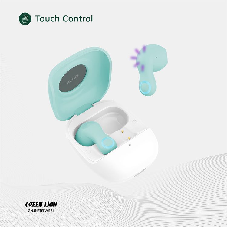 Green Lion Jenifer True Wireless Earbuds TWS, Touch Control, Voice Assistant, Breathing Lights, Clear Call Quality - Sky Blue