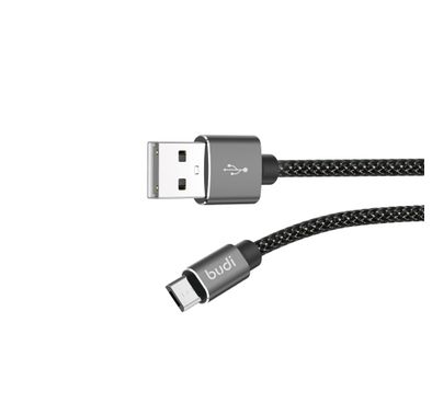 Budi Charge / Sync Cable 2.4A Aluminum Shell USB 2.0 Via Micro Cable - Black