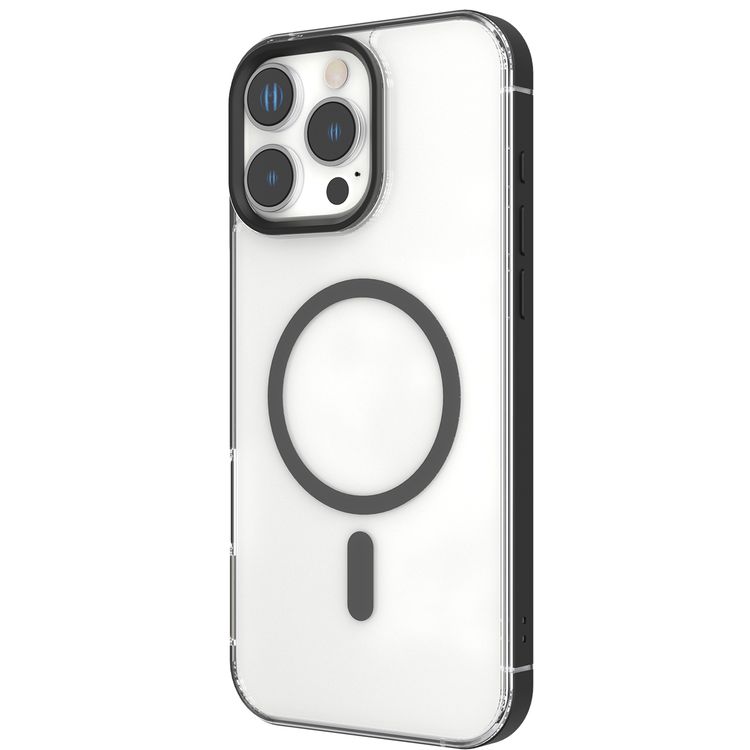 Levelo Claire Magsafe Case with Aluminum Bumper Case for iPhone 16 Pro Max, Hybrid Case, MagSafe Compatibility - Black
