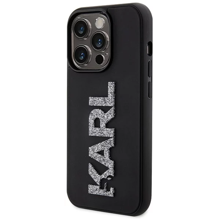 Karl Lagerfeld 3D Glitter Karl Logo Case for iPhone 15 Pro Max - Black