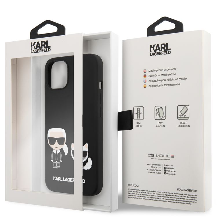 CG MOBILE Karl Lagerfeld Liquid Silicone Case Karl & Choupette Compatible for iPhone 13 Pro Max (6.7") Anti-Scratch, Easy Access to All Ports, Drop Protection & Shock Absorption