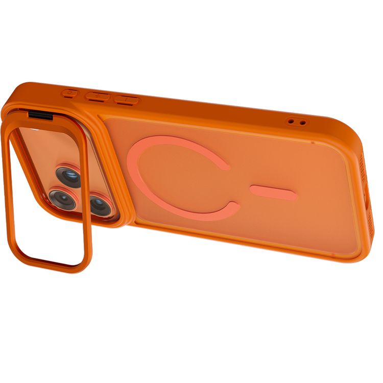 Solo Pro Camera Kickstand Case for iPhone 17 Pro with MagSafe Compatibility, TPU+PC  Material, Strong Magnets, Raised Camera Bezel, Shock-Resistant Bumper, Metal Camera Ring, Camera Ring Stand, Built-in Kickstand - Orange