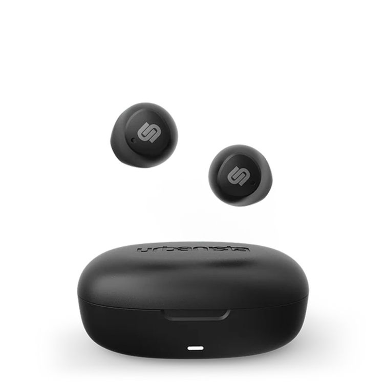 Urbanista Lisbon True Wireless Earbuds, Touch Controls, Compact Size, Siri and Google Voice Assistant, Up to 27 Hours Playtime, 2 Bluetooth Class, ≤10 m Bluetooth Range - Midnight Black