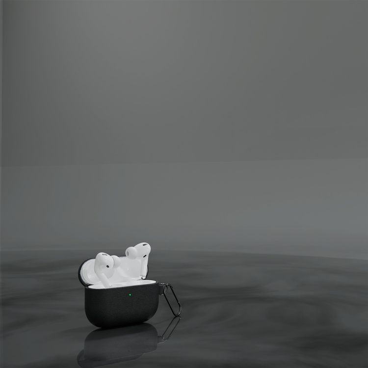 Green Lion Berlin Series Leather Case for AirPods 3, Protective Bumper Design, Drop Protection, Scratch-Resistant, Carabiner Clip Included, Wireless Charging Compatible, 360° Full Protection - Black