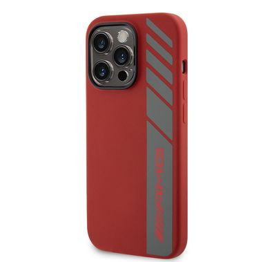 AMG MagSafe Silicone Case with Vertical AMG Logo Pattern for iPhone 15 Series  - Red - iPhone 15 Pro Max