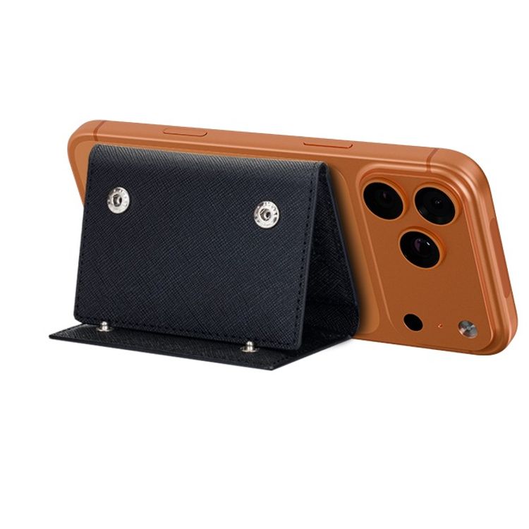 Levelo Mitte 8-in-1 MagSafe Cardholder Wallet with 17 Integrated Strong Magnets, 8 Card Slots, Saffiano Leather Material, Foldable Design - Black