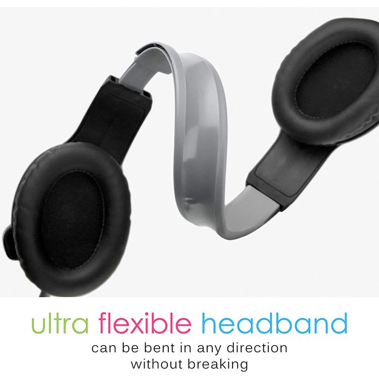 MEE Audio KidJamz Kids Headphone with Built-In Boom Microphone & Volume-Limiting Technology, 85dB, Tangle-resistant Cable, Adjustable & Flexible Headband, Noise-Cancelling - Black