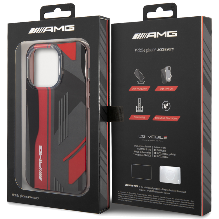 AMG Transparent Double Layer Case Expressive Graphic Design iPhone 14 Pro Max Compatibility - Black/Red