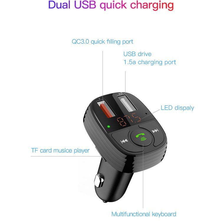 Devia Smart Series FM Transmission Car Charger 18W - Black