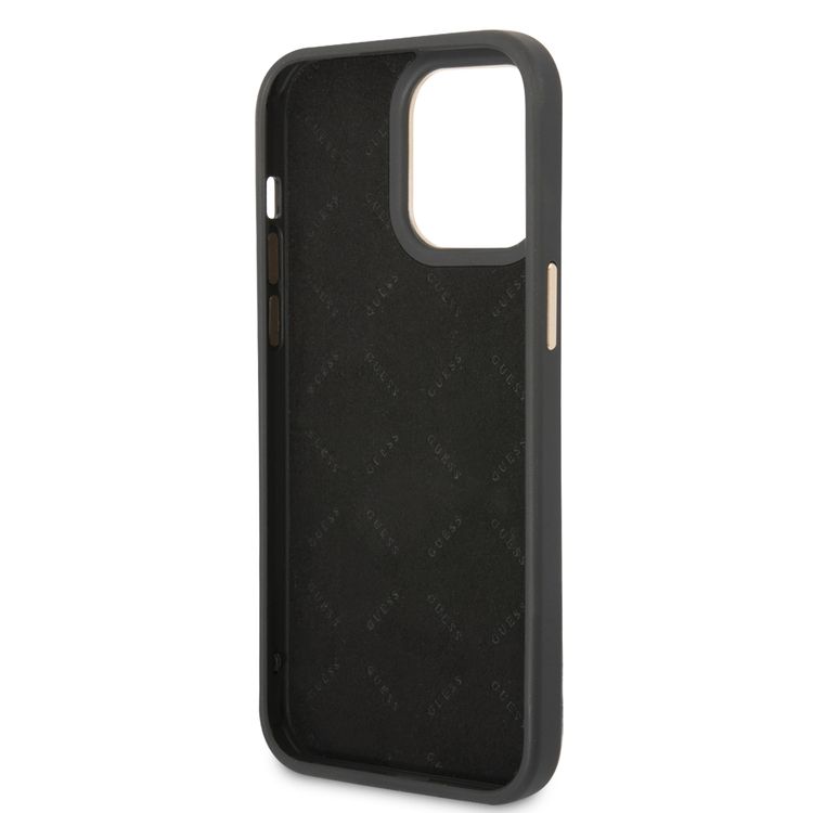 Guess PC/TPU 4G PU Case with Metal Camera Outline & Buttons iPhone 14 Pro Compatibility - Black