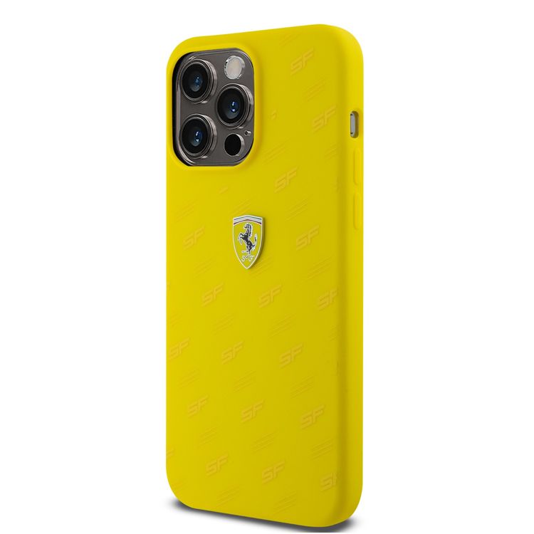 Ferrari iPhone 15 Pro Max For Silicone Case with All Over SF Pattern - Yellow