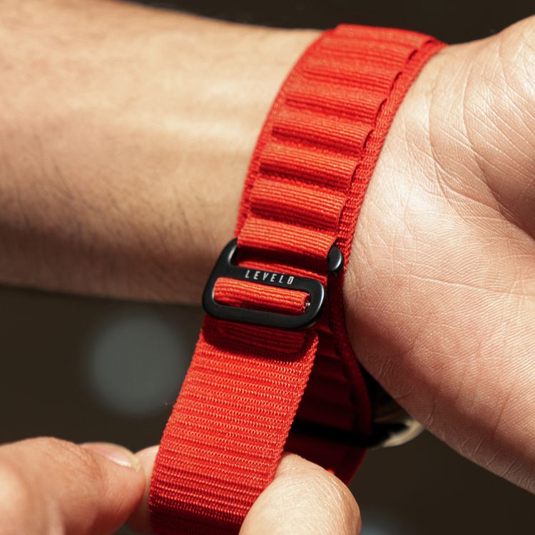 Levelo Ace Loop Watch Strap with Titanium G Hook Buckle for Apple Watch 49/45mm, Sweat & Water Resistant, Compatible with SE, Series 8, 7, 6, 5 & 4, Soft & Comfortable Fit - Red