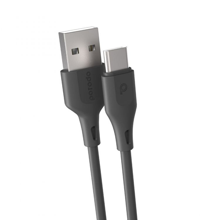 Porodo PVC Type-C Cable 3A 1.2m, Durable Design, Fast Charge & Sync Data Connector, USB-C Cord Compatible for Type-C Devices, Safe & Reliable Cable - Black