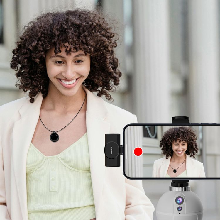 Porodo Lavalier Wireless Dual Microphone with Charging Case, Up to 24 Hours Working Time, ≤20ms Microphones Latency, 2.4GHz Digital Microphone Frequency, 600mAh Case Battery Capacity, Type-C Connector with Lightning Adapter, Plug & Play, Magnetic Clips, Low Latency, Crystal Clear Audio - Black