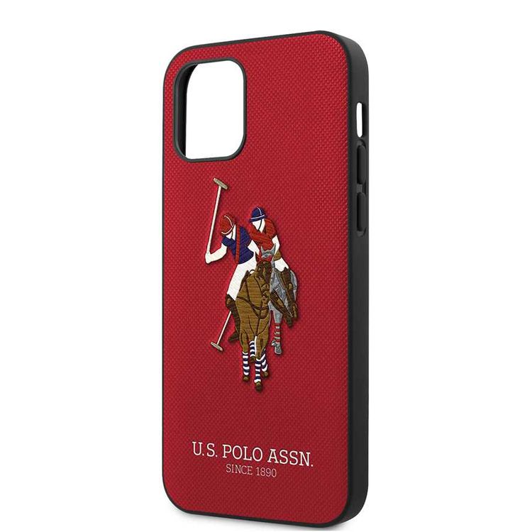 CG Mobile U.S. Polo Assn. PU Hard Case Polo Embroidery for iPhone 12 / 12 Pro (6.1") Shock & Drop Protection Suitable with Wireless Chargers Officially Licensed Red