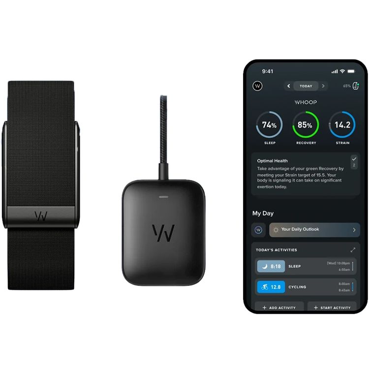 WHOOP One Wearable Activity Tracker with 12-Month Membership, Over 14 Days of Battery Life, CoreKnit Band, Wired Charging, IP68 Waterproof - Jet Black