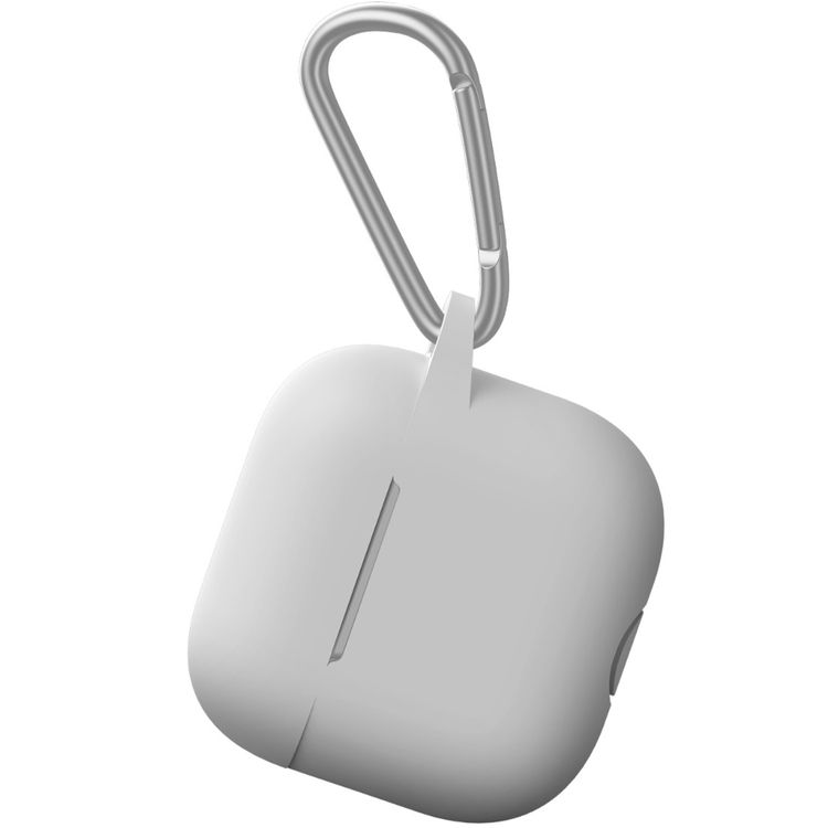 Green Lion Berlin Series Silicone Case for Airpods 4, Metal Carabiner, 360° Full Protection, Shock Absorbent, Skin Friendly Silicone, Washable Material - White