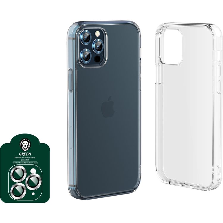 حزمة حماية من غرين 4 في 1 360 درجة ، فيلم عدسة الكاميرا + جراب إسقاط مقاوم للصدمات + واقي نانو عالي الدقة + زجاج ثلاثي الأبعاد حافة مدرعة ، حماية كاملة 360 ، مضاد لبصمات الأصابع ، خالٍ من الفقاعات ، وغطاء خلفي مضاد للخدش متوافق مع ايفون 12 برو ماكس ( 6.7 بوصة )