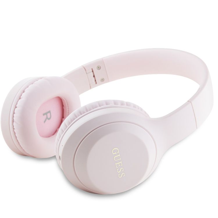 سماعات جيس بشعار كلاسيكي مطبوع، 32 ساعة من وقت التشغيل، ساعتين من وقت الشحن، وسادة مريحة عالية الجودة، تحكم في التشغيل والمكالمات، مقاومة للماء، مكالمات بدون استخدام اليدين، منفذ توصيل USB-C - باللون الوردي