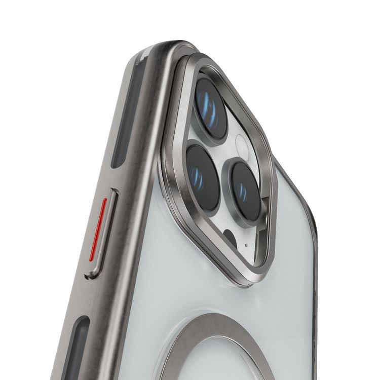 Levelo Elio PC Case with Camera Ring Stand for iPhone 16 Pro Max, Built-in Kickstand, MagSafe Compatible - Titanium
