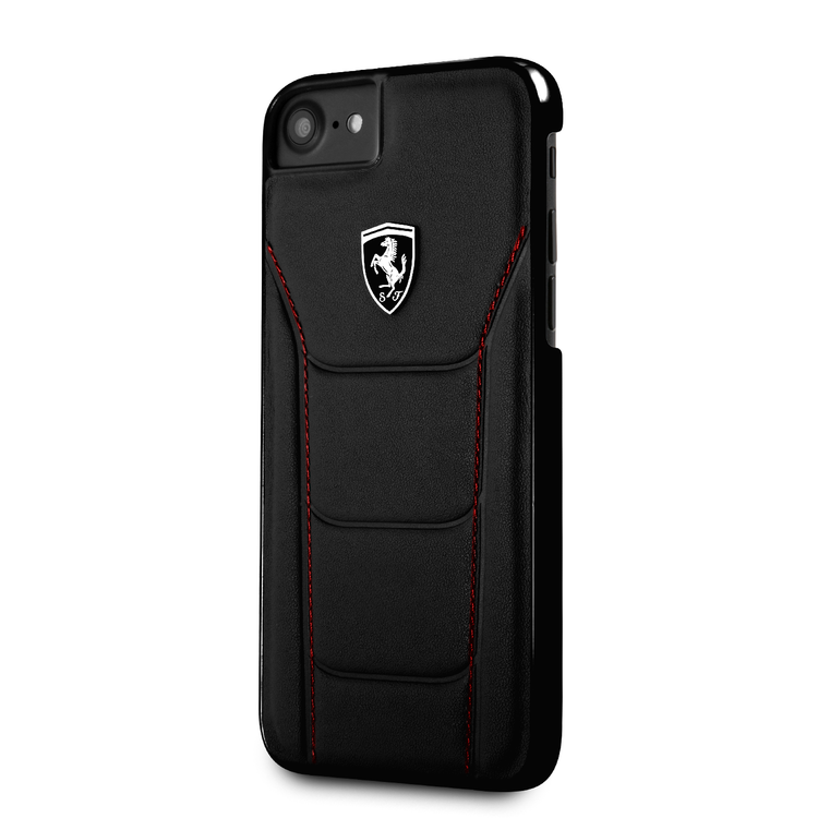 CG MOBILE Ferrari Heritage 488 Genuine Leather Hard Phone Case Compatible for iPhone 7 / 8 | Shock & Scratch Resistant Mobile Case Officially Licensed - Black