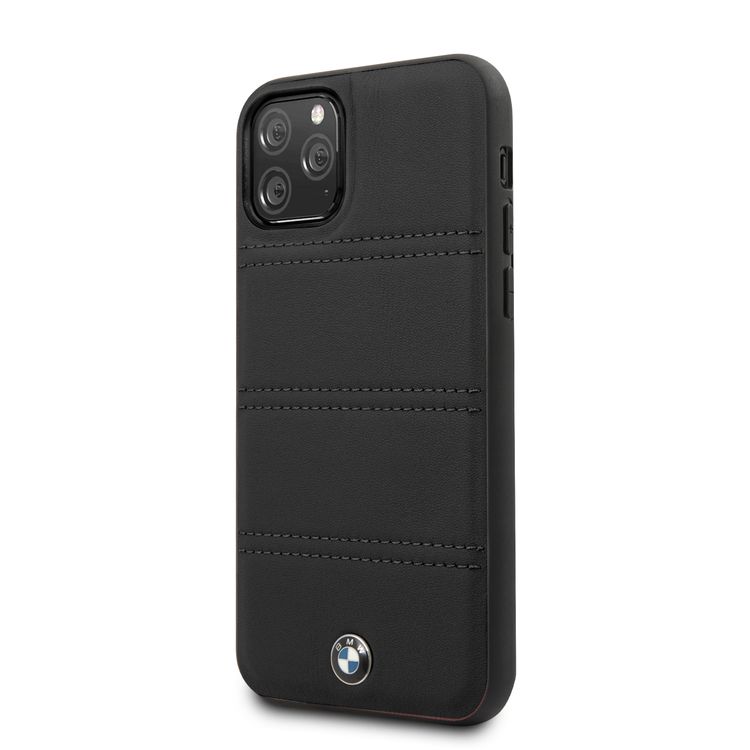CG Mobile BMW Hard Case Leather Horizontal Lines Compatible For iPhone 11 Pro Max (6.5") Officially Licensed, Shock Resistant, Scratches Resistant, Easy Access