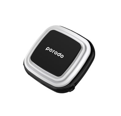Porodo Outdoor Night Light 10000mAh PowerBank with Integrated Lightning & Type-C Cables, 7 Hours Charging Time, Integrated LED Light, Digital Display & Built-in phone holder  - Black