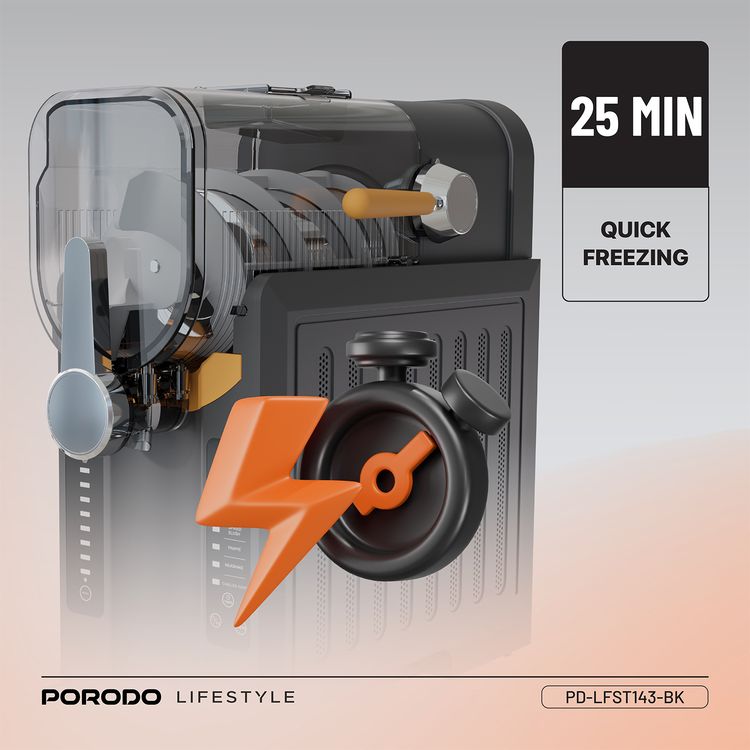 Porodo Lifestyle Multifunction Slushie Maker with 2.6L Capacity, 200W Rated Power, 220-240V Rated Voltage, 50Hz Rated Frequency, 3-Pin UK Plug, Instant Frozen Drinks, Intuitive Controls, Efficient Blending - Black