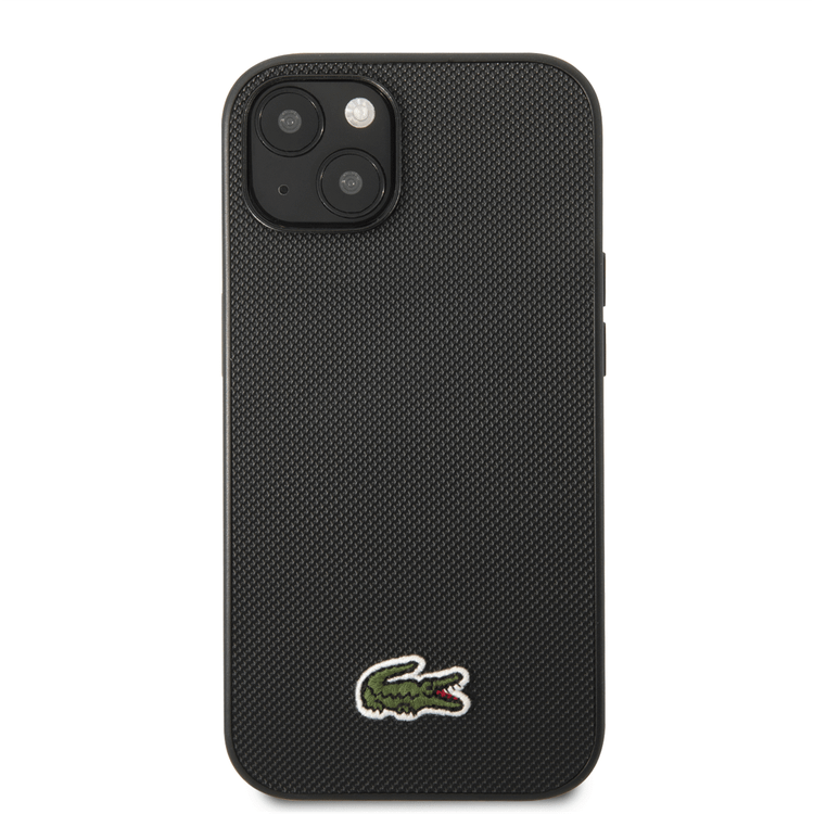 Lacoste Hard Case Iconic Petit Pique PU Woven Logo Estragon Compatible with iPhone 14 Plus - Black