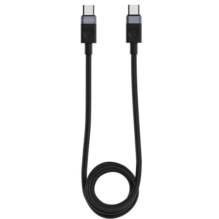 Levelo Vero GaN  Double Port Adapter with Type-C to Type-C Cable, PD 20W, Type-C + USB-A Ports, 20W Max Output, Fast Charging, Over Charge Protection - Black / Blue