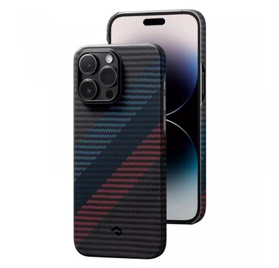Pitaka iPhone 14 Pro Max For Fusion Weaving MagEZ Case 3 - Black/Blue/Red