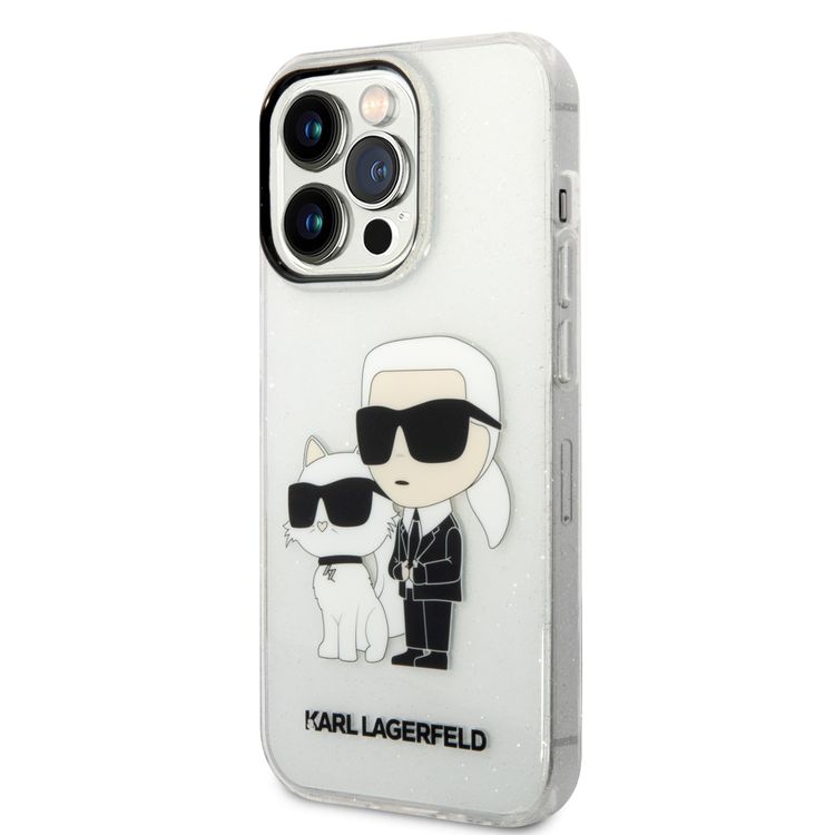 Karl Lagerfeld iPhone 15 Series IML Glitter NFT Karl & Choupette Hard Case  - Clear - iPhone 15 Pro Max
