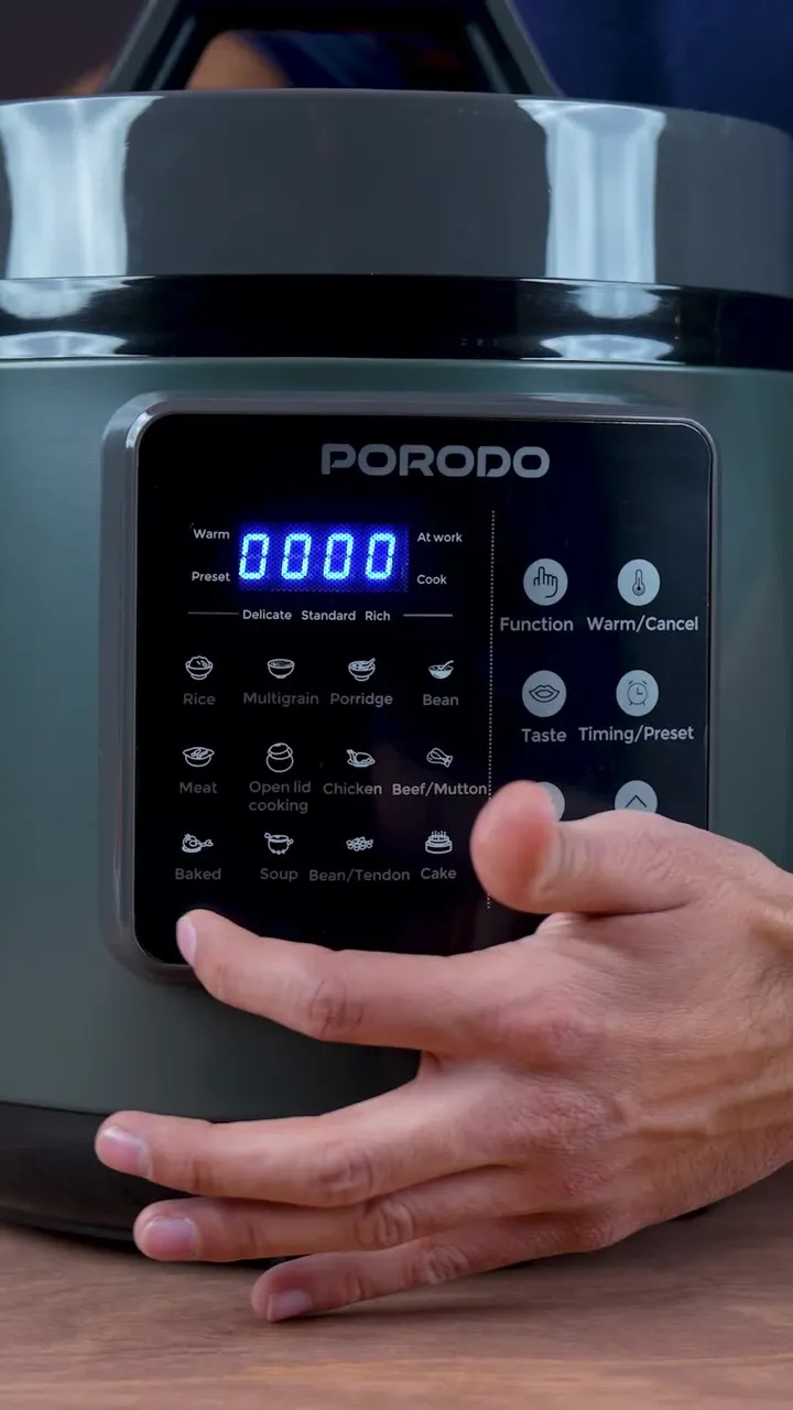 Porodo Lifestyle 1300W Multi-Cuisine Pressure Cooker, One-Touch Control, Autopilot Cooking, LED Display, 12 Presets